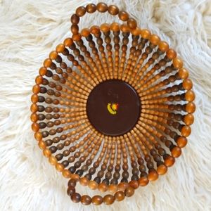 Mid century modern Wood ombre beaded basket